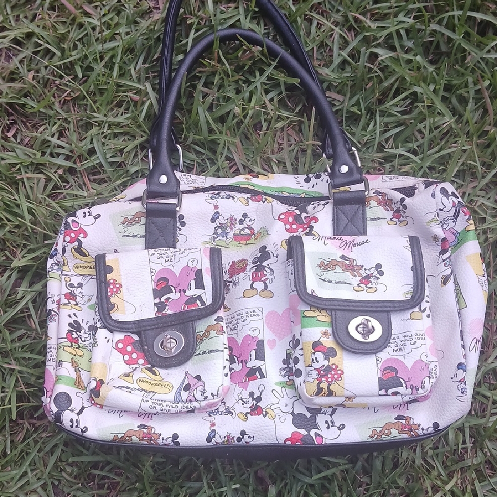 Cartoon Print Women's Handbag - Black and White